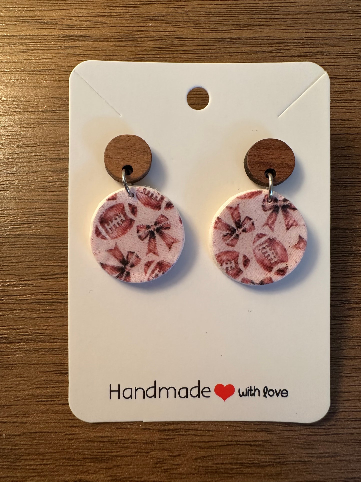 Football and Bows Circle Dangles