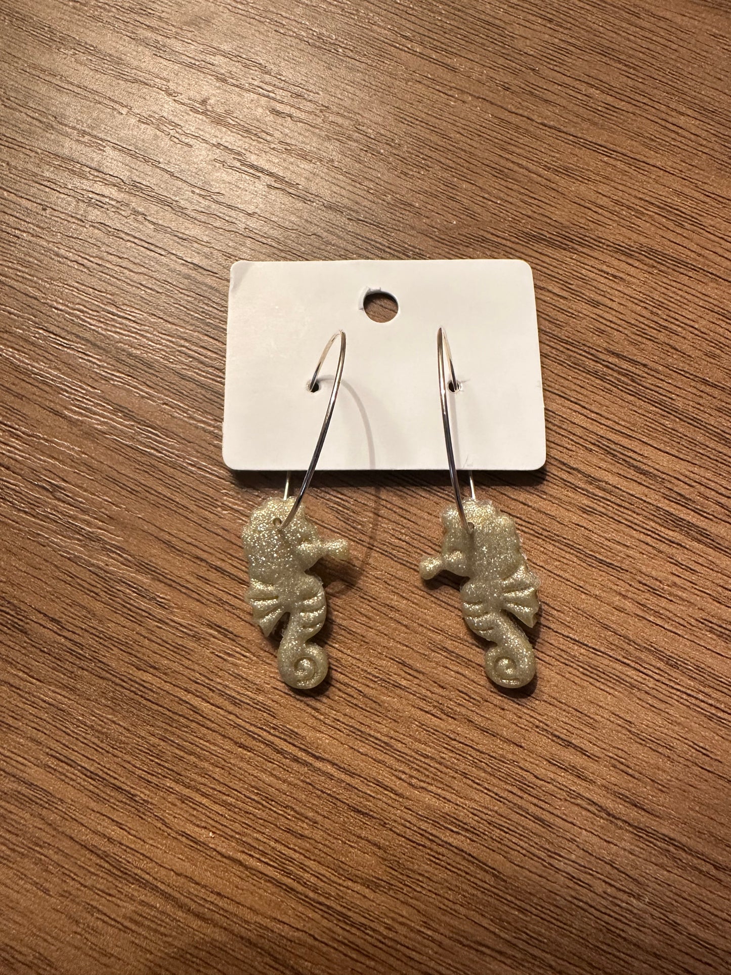 Gold Seahorses on Silver Hoop